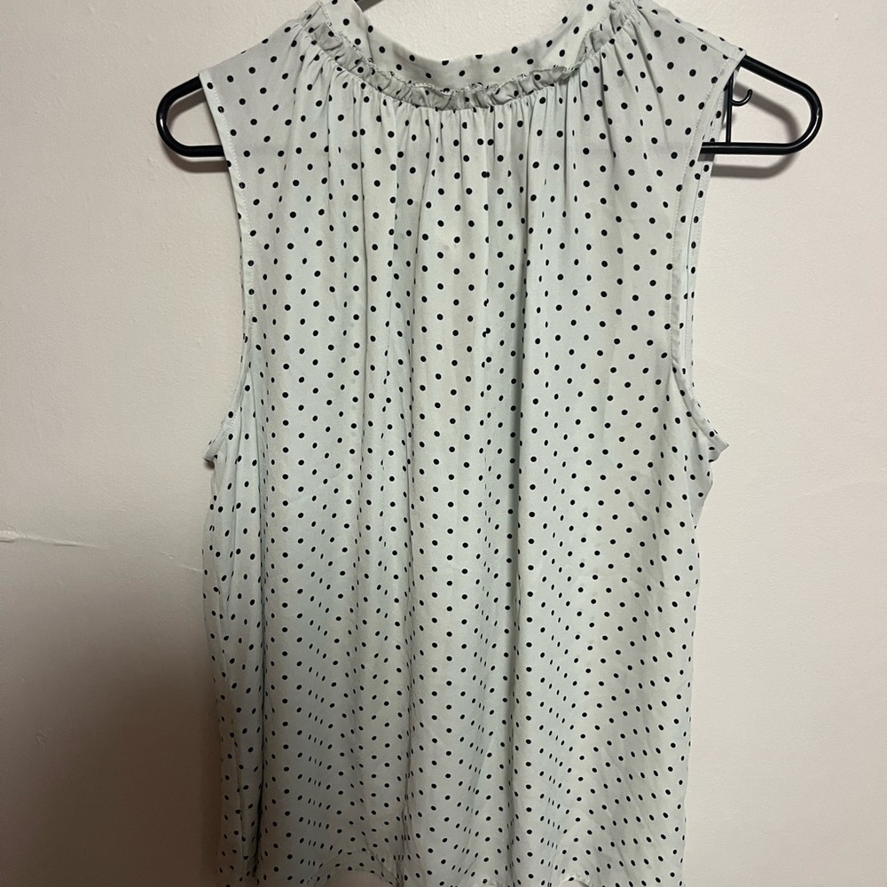 Ann Taylor Sleeveless Polka Dot Blouse - Black and White